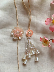 Mother of Pearl Rakhi & Lumba Set-Light Peach