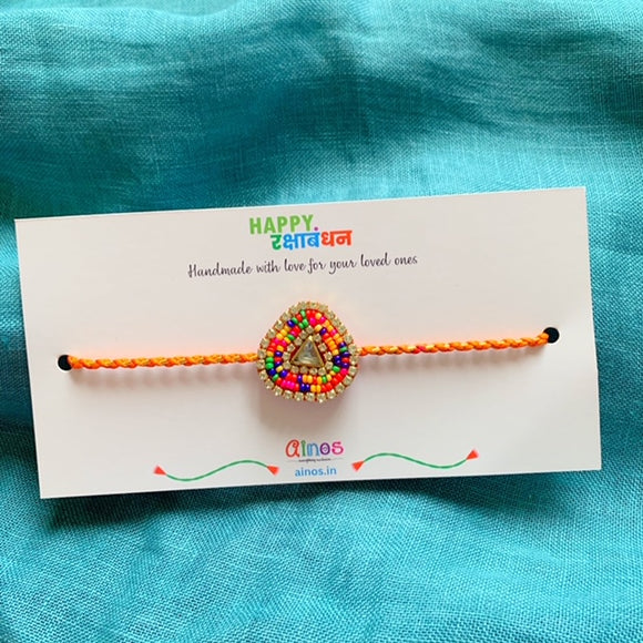 Multicolored Beads Triangle Rakhi