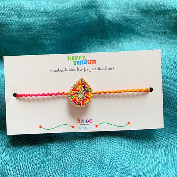 Multicolored Beads Droplet Rakhi