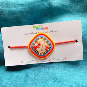 Red Flower Square Rakhi