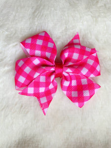 Pink Checkered Pinwheel Bow