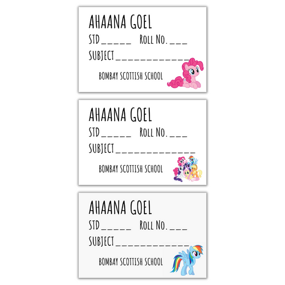 My Little Pony Book Labels