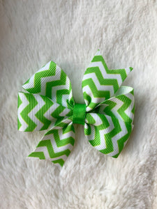 Green Chevron Pinwheel Bow