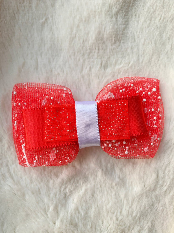 Red Glitter and Snow Bow