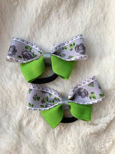 Grey and Green Butterfly Hair Ties