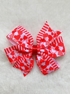 Red Hearts Pinwheel Bow