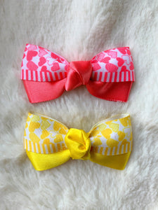 Double Wrap Bow Set-Peach and Yellow