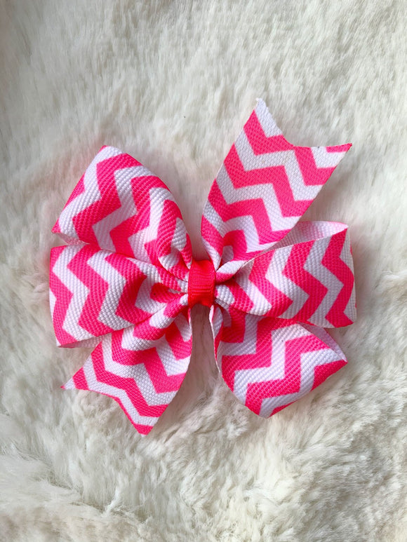 Pink Chevron Pinwheel Bow