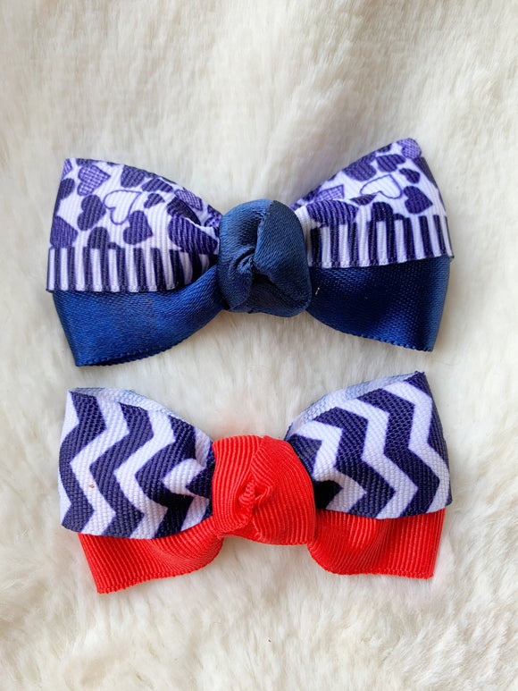 Double Wrap Bow Set-Blue and Red