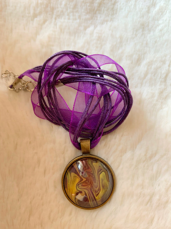 Violet and Yellow Pendant Necklace