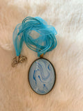 Blue Big Reversible Pendant Necklace