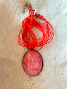 Red and Pink Layers Reversible Pendant Necklace