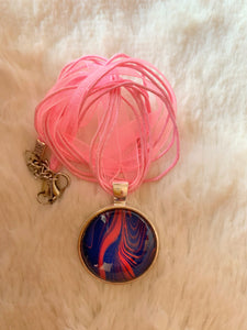 Pink and Blue Pendant Necklace