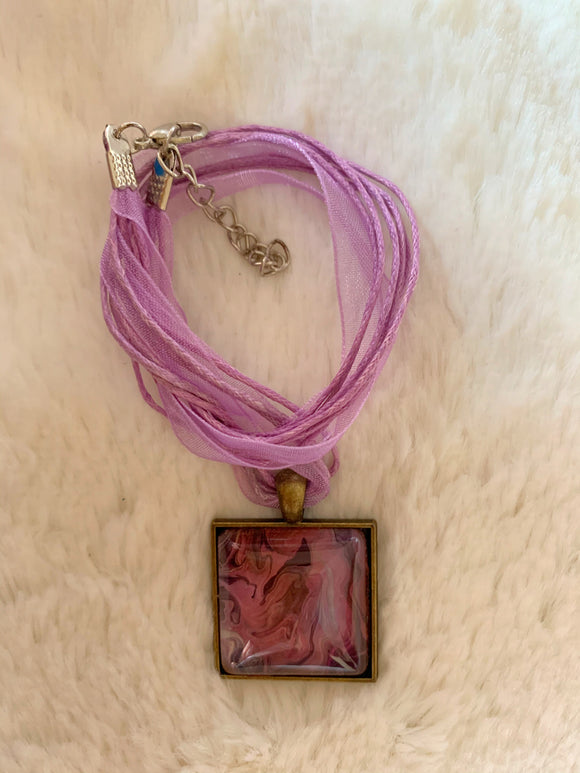 Violet Square Pendant Necklace