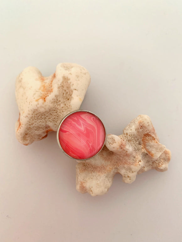 Creamy Pink Fluid Art Ring