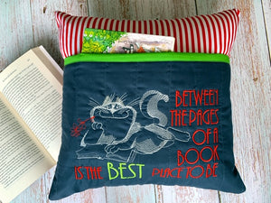 Cat Book Pocket Reading Cushion