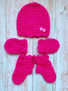 Mabel Magenta Crochet Baby Set