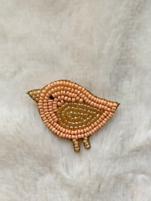 Peach Birdie Brooch