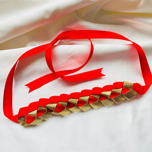 Red Weaved Choker Necklace cum Headband