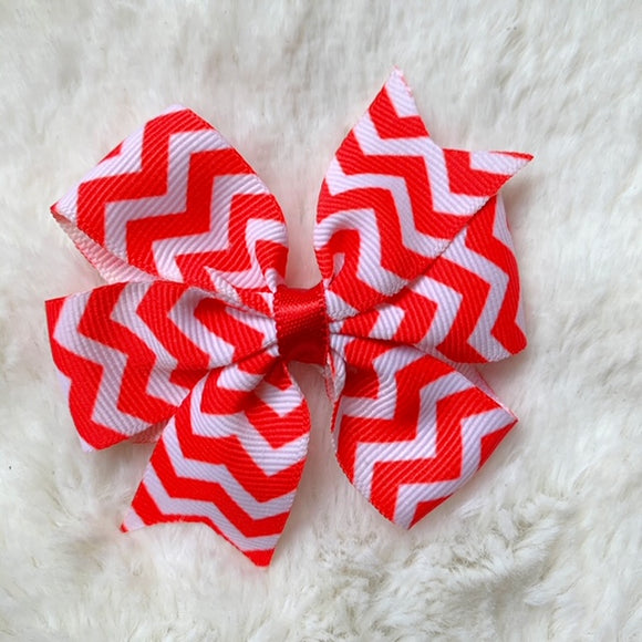 Christmas Red Chevron Pinwheel Bow