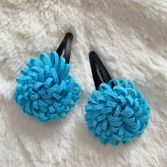 Blue Ruffle Flower Snap clips