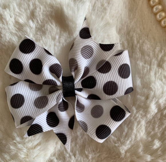 Black Polka Dots Pinwheel Bow