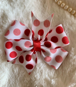 Red Polka Dots Pinwheel Bow