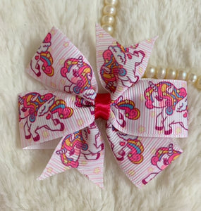 Pink Unicorn Pinwheel Bow