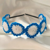 Blue and White Crochet Hairband