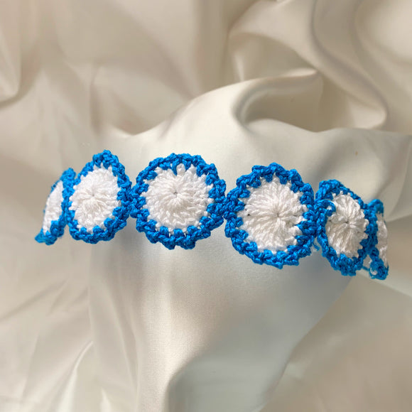 Blue and White Crochet Hairband