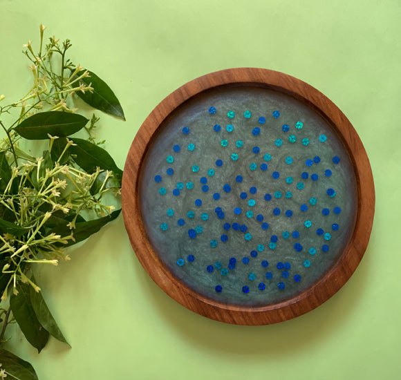 Peacock's Sprinkle Wooden Platter