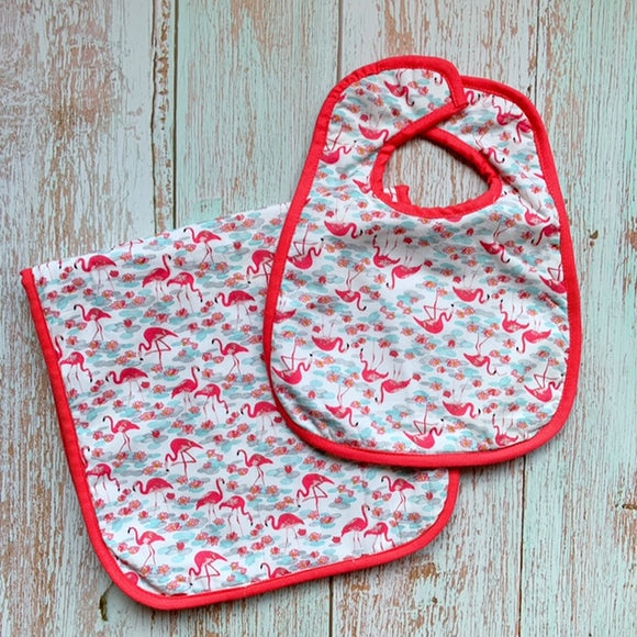 Flamingoes Bib & Burp Set