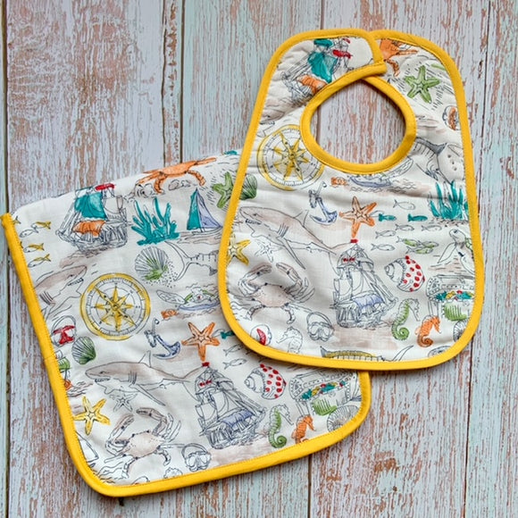 Sea Animals Bib & Burp Set