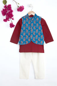 Mehroon Buta Kurta Bandi Set