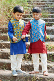 Neela Phool Kurta Bandi Set