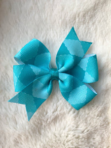 Teal Diamond Pinwheel Bow