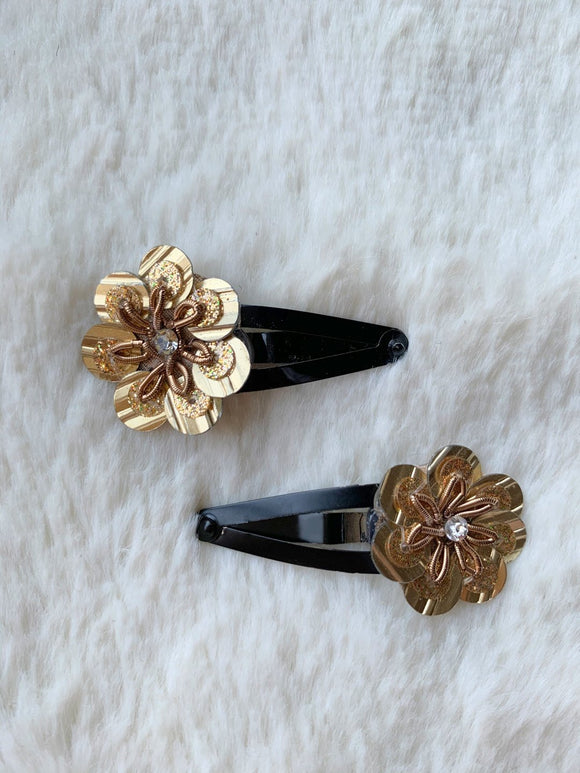 Ethnic Gold Flower Small Snap Clips