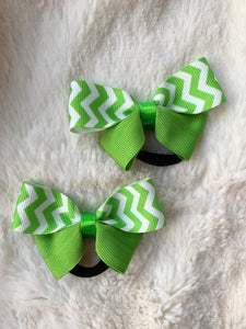 Green Chevron Butterfly Hair Ties