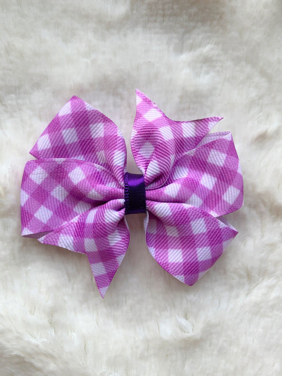 Lavender Checkered Pinwheel Bow