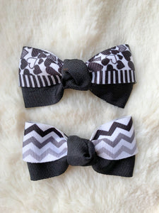 Double Wrap Bow Set-Black and White