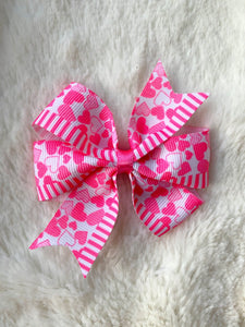 Pink Hearts Pinwheel Bow